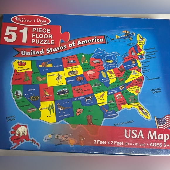 Melissa & Doug Toys Melissa And Doug Usa Map Floor Puzzle 5 Pcs 2 X